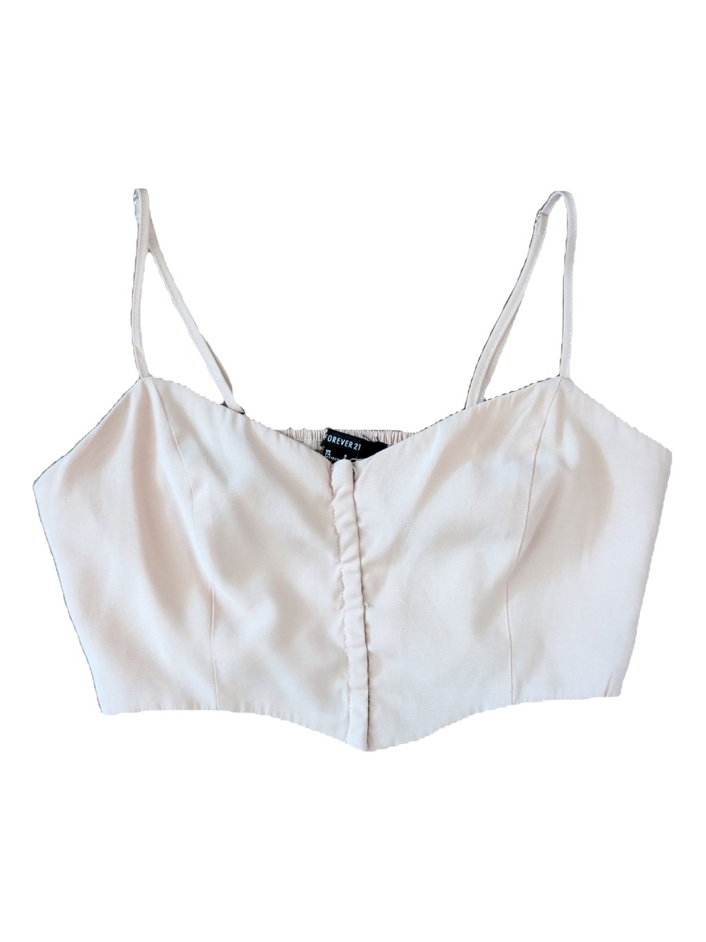 Forever 21 Ivory Satin-Look Cropped Corset Top